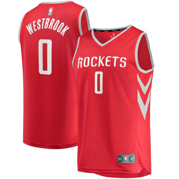 Maillot Houston Rockets Homme Russell Westbrook 0 Icon Edition Rouge